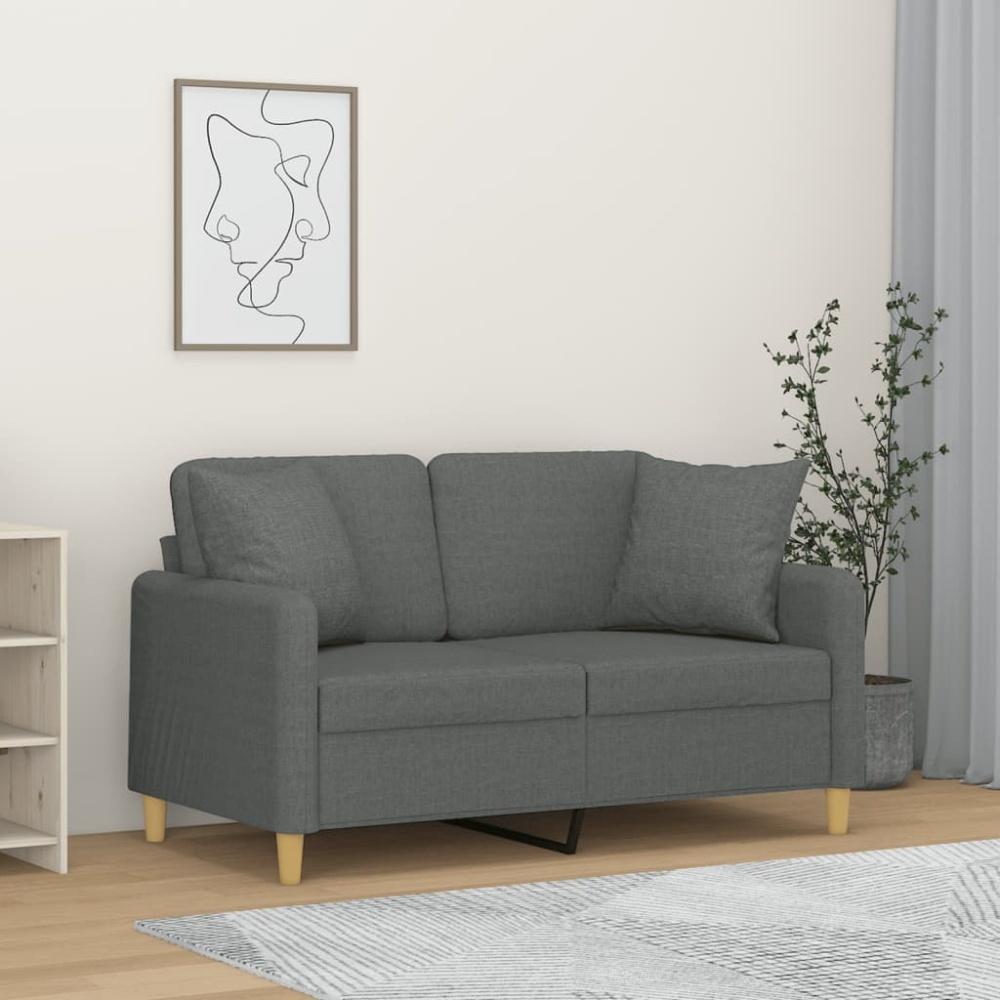 vidaXL 2-Sitzer-Sofa mit Zierkissen Dunkelgrau 120 cm Stoff Bild 1