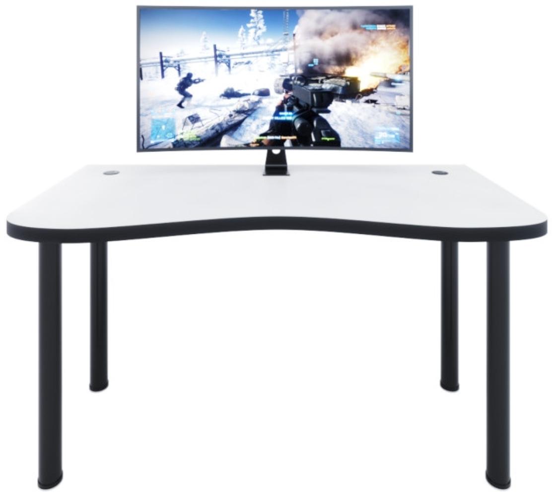 Gaming Tisch CODE Y1, 135x73-76x65, weiß/schwarze Beine + USB HUB Bild 1