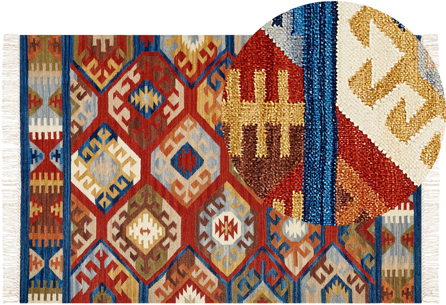 Kelim Teppich Wolle mehrfarbig 200 x 300 cm orientalisches Muster Kurzflor JRVESH Bild 1