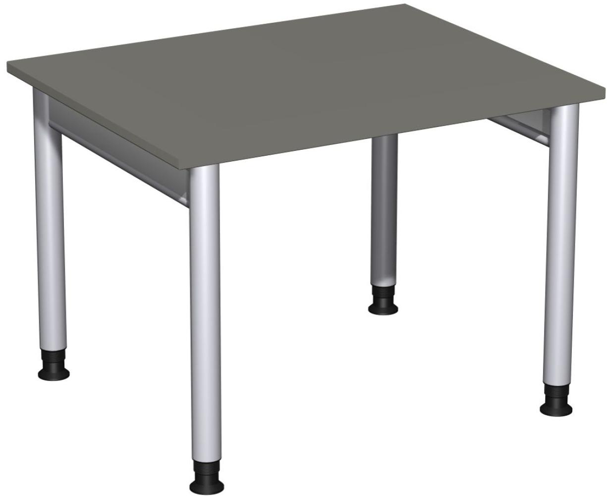Schreibtisch '4 Fuß Pro' höhenverstellbar, 100x80cm, Graphit / Silber Bild 1