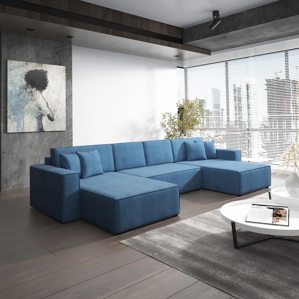 Wohnlandschaft Schlafsofa Sofa CONOR PREMIUM Stoff Poso Marineblau Bild 1