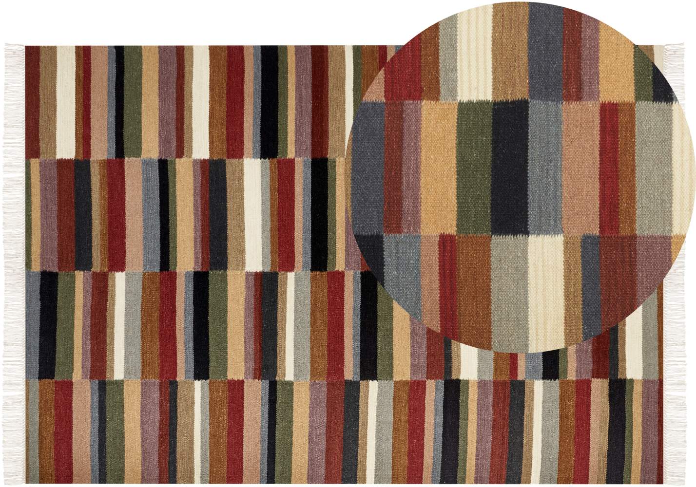 Kelim Teppich Wolle mehrfarbig 160 x 230 cm geometrisches Muster Kurzflor MUSALER Bild 1