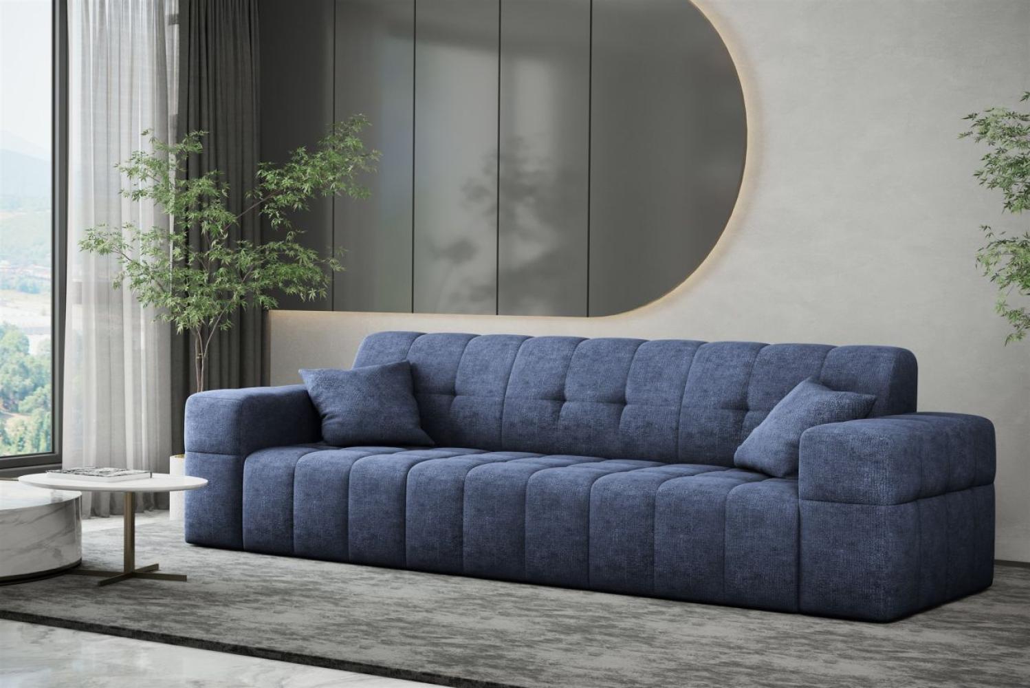 Sofa Designersofa NANCY 3-Sitzer in Stoff Perfekt Harmony Marineblau Bild 1