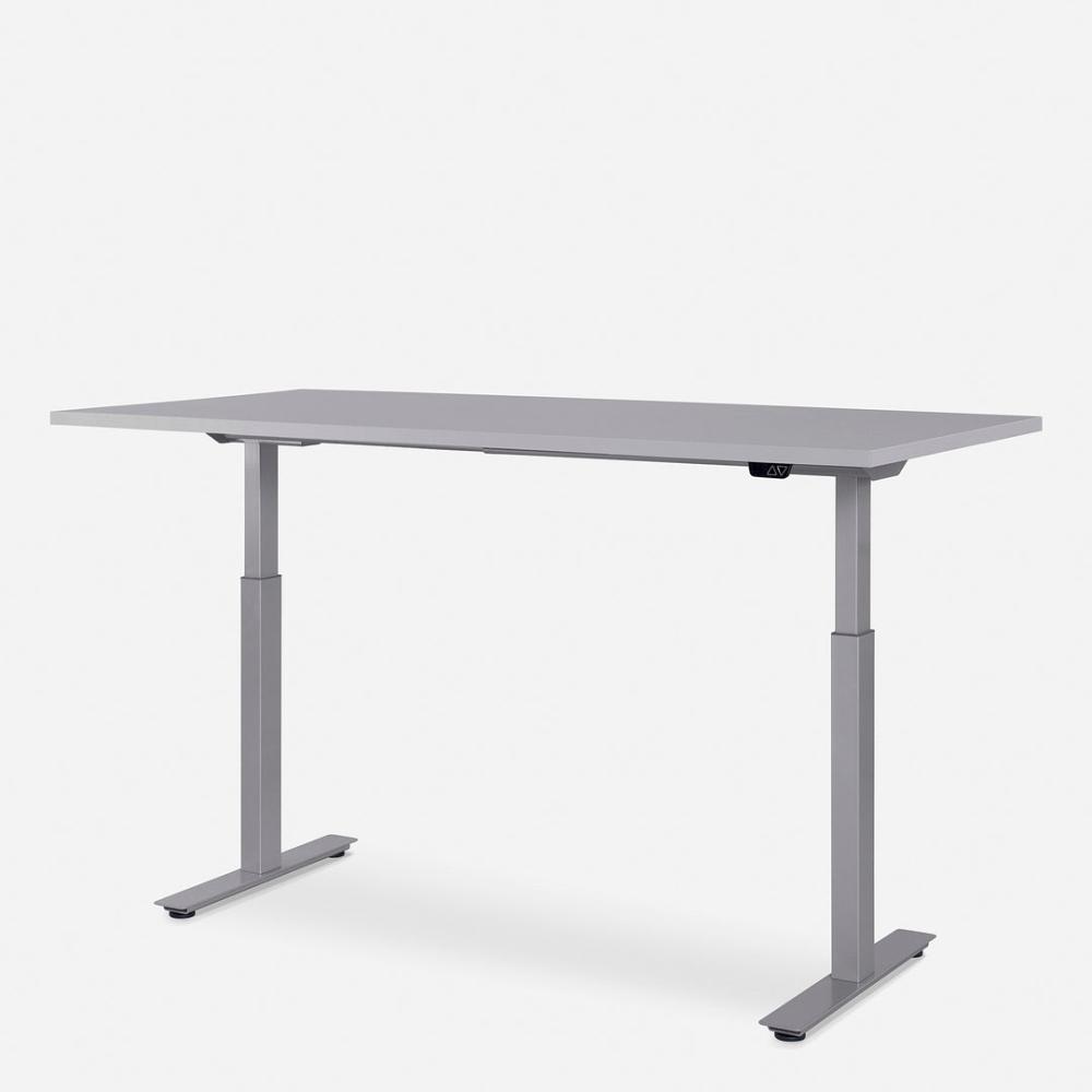160 x 80 cm WRK21® SMART - Grau Uni / Grau elektrisch höhenverstellbarer Schreibtisch Bild 1