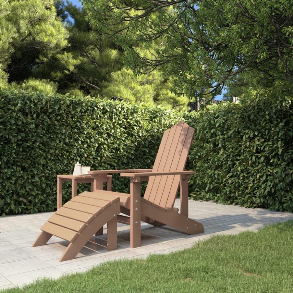 vidaXL Adirondack-Gartenstuhl mit Fußstütze HDPE Braun Bild 1