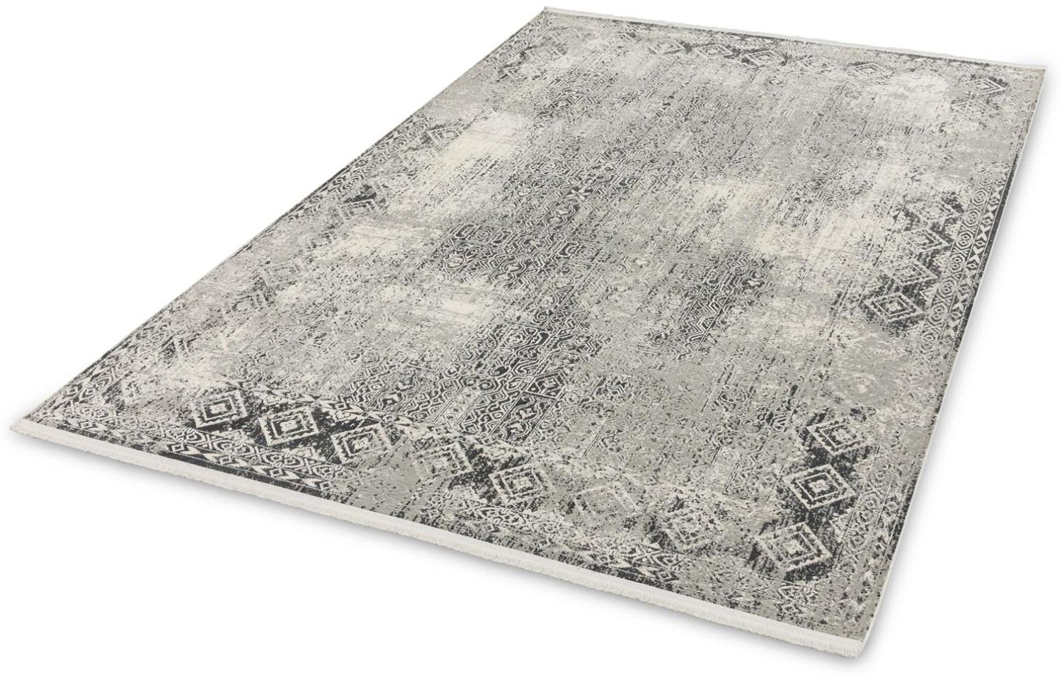Teppich in Grau/Creme Bordüre aus 50% Viskose, 50% Acryl - 290x200x0,6cm (LxBxH) Bild 1