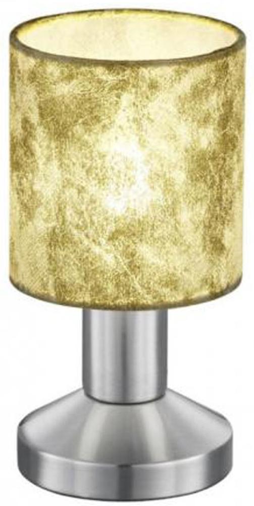 Klassische kleine Tischlampe GARDA mit Stoffschirm Gold - Touchfunktion Ein/Aus Bild 1