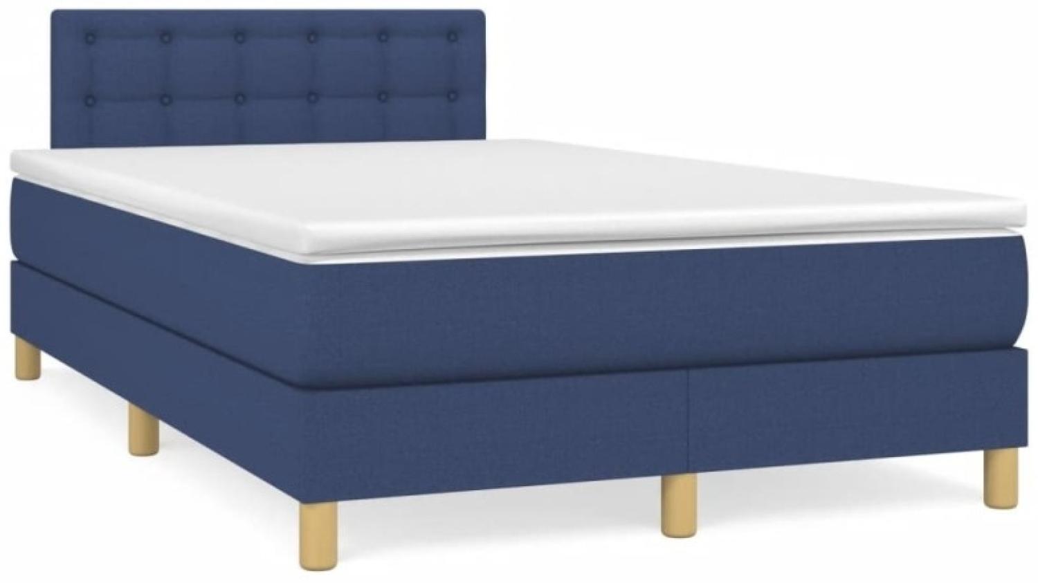 Boxspringbett mit Matratze Blau 120x190 cm Stoff (Farbe: Blau) Bild 1