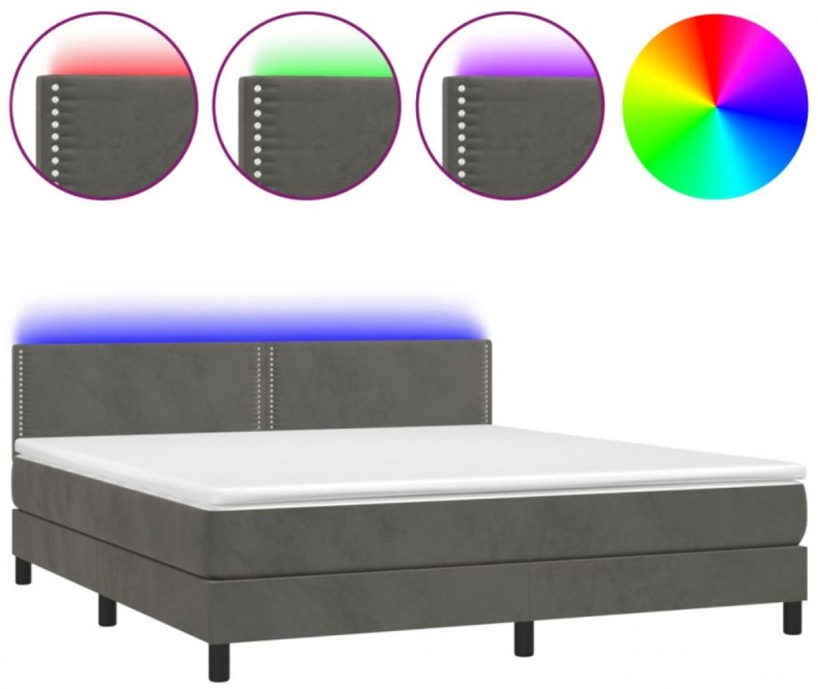 vidaXL Boxspringbett mit Matratze & LED Dunkelgrau 160x200 cm Samt Bild 1