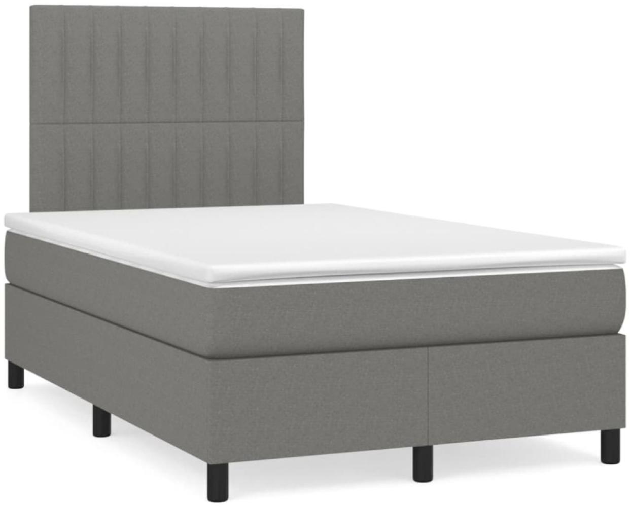 vidaXL Boxspringbett mit Matratze & LED Dunkelgrau 120x190 cm Stoff Bild 1