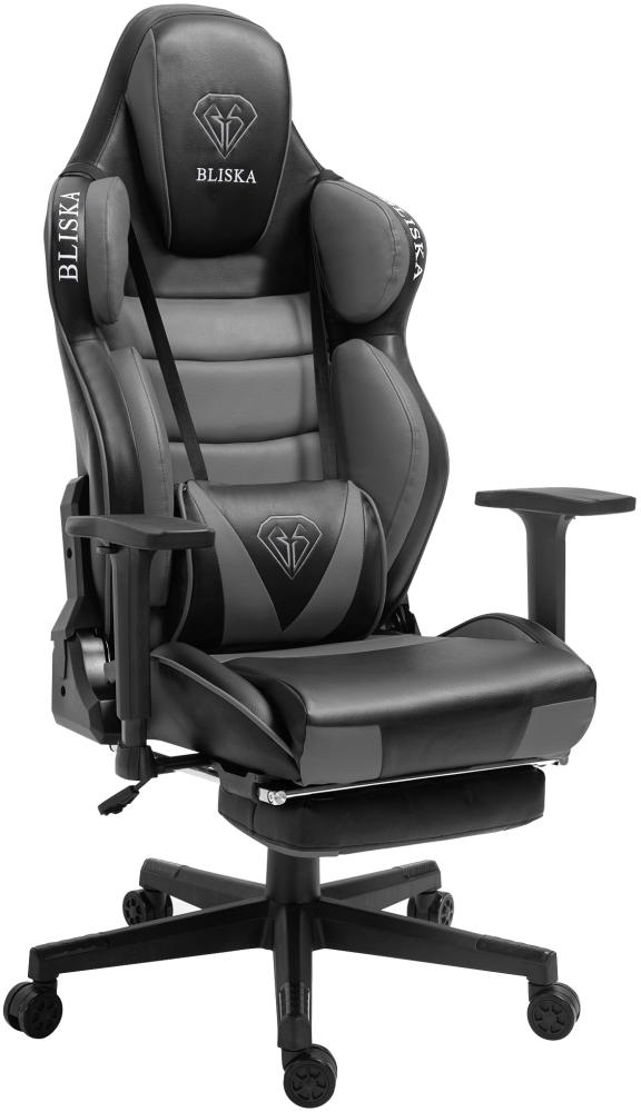 Gaming Stuhl Chair Racing Chefsessel mit Sportsitz und ergonomsichen 4D-Armlehnen Dunkelgrau / Hellgrau Bild 1