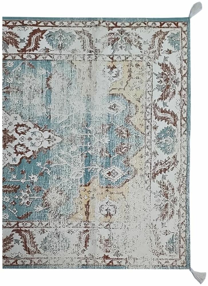 Teppich DKD Home Decor Antiker Finish Blau Baumwolle Araber Randbereich (120 x 180 x 1 cm) Bild 1