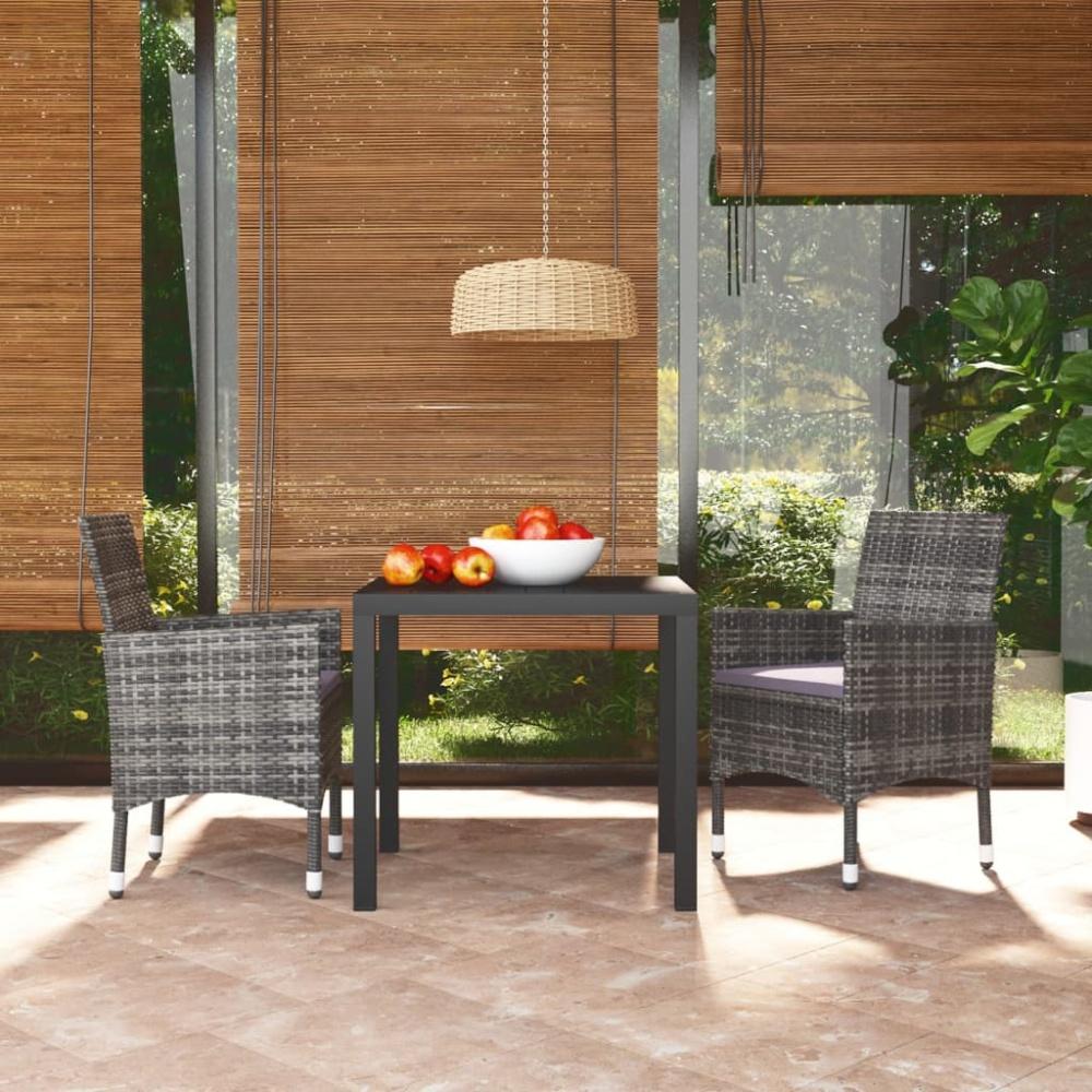 vidaXL 3-tlg. Garten-Essgruppe mit Kissen Poly Rattan Grau Bild 1