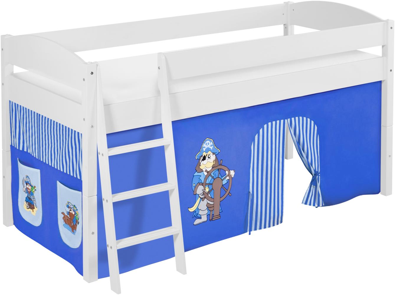 Lilokids 'Ida 4105' Spielbett 90 x 200 cm, Pirat Blau, Kiefer massiv, mit Vorhang Bild 1