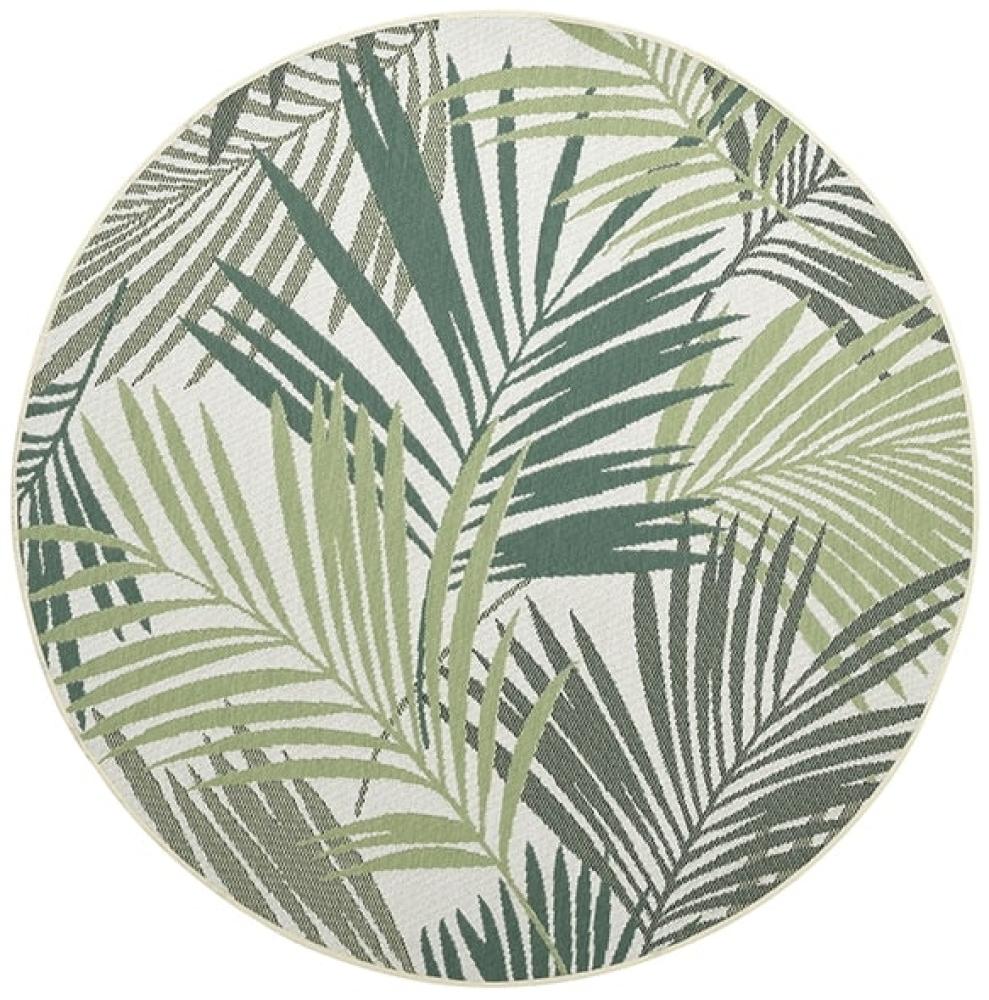Runder Gartenteppich und Outdoorteppich NATURALIS, Ø 160 cm, Design: palm leaf Bild 1