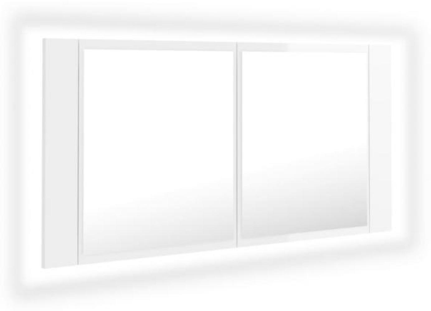 LED-Bad-Spiegelschrank Hochglanz-Weiß 90x12x45 cm Acryl Bild 1