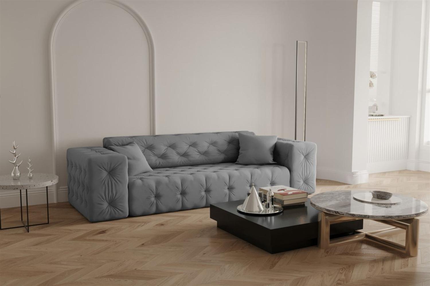 Sofa Designersofa CHANTAL 3-Sitzer in Stoff Opera Velvet Grau Bild 1