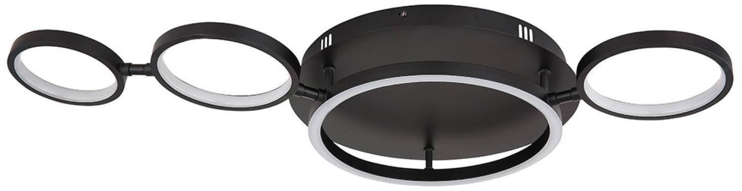 LED Deckenleuchte, drehbar, 4 Ringe, opal, schwarz, L 79 cm Bild 1