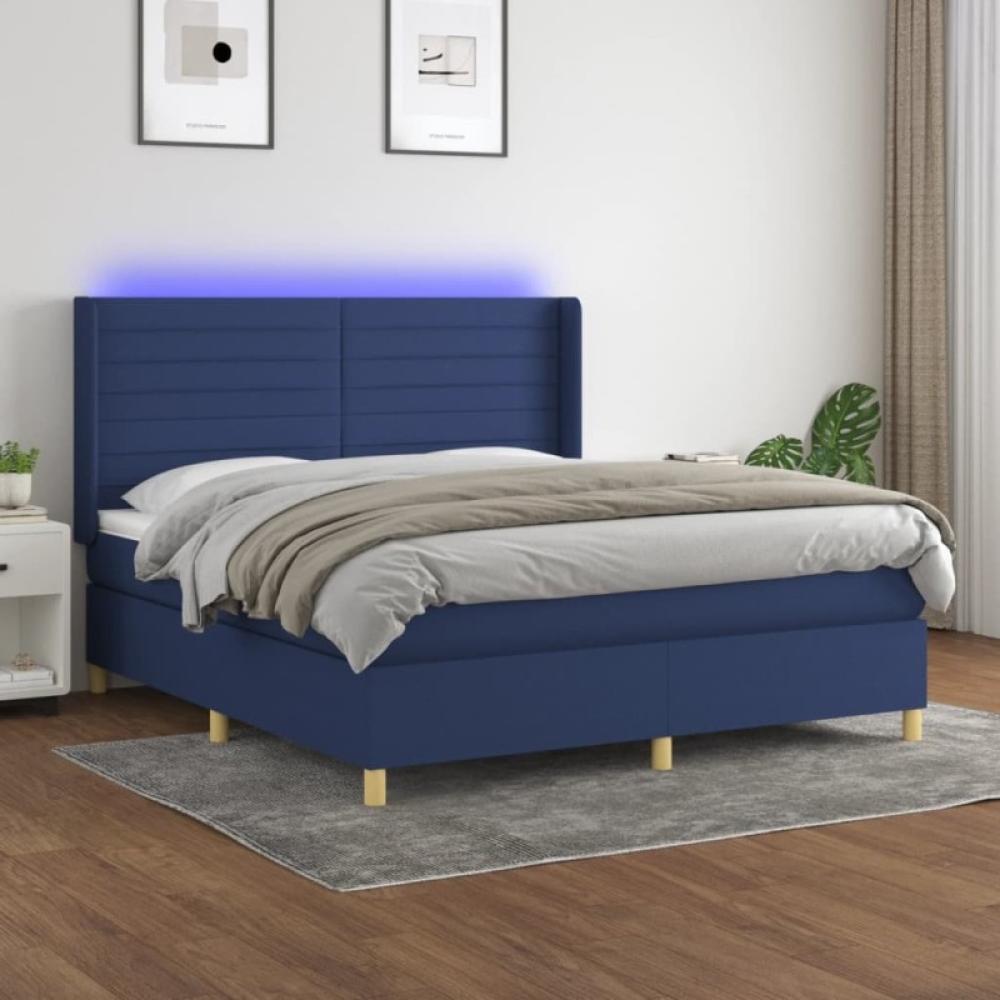 Boxspringbett mit Matratze & LED Blau 180x200 cm Stoff (Farbe: Blau) Bild 1