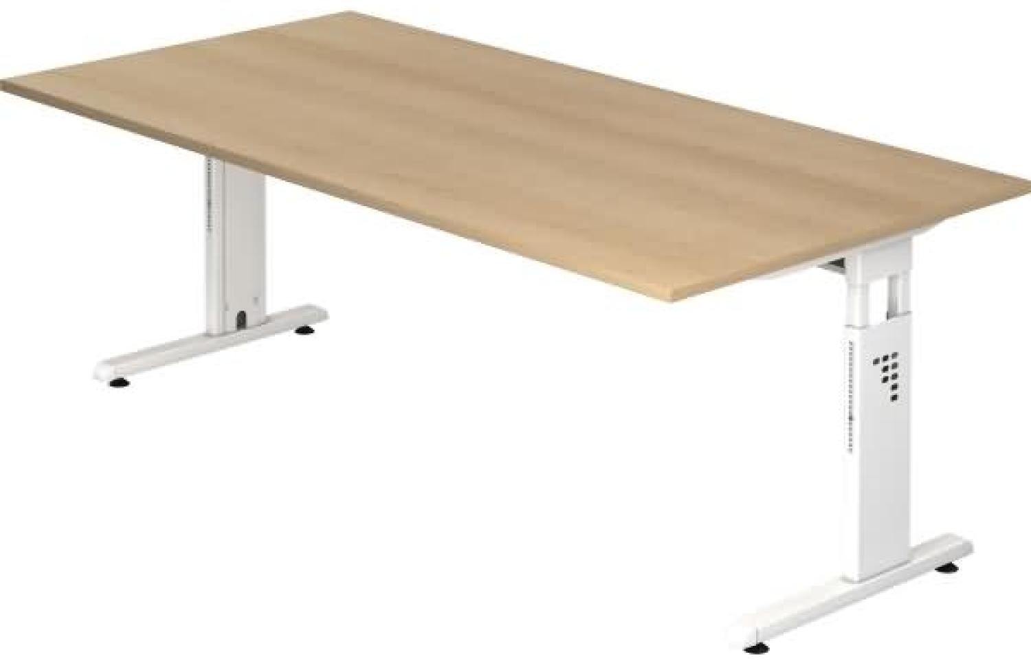 Schreibtisch OS2E C-Fuß 200x100cm Eiche Gestellfarbe: Weiß Bild 1
