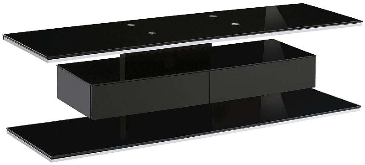 TV - Rack Lowboard 77289942 Schwarzglas - Weißglas Maße 1400 x 414 x 450 mm schwarzglas Bild 1