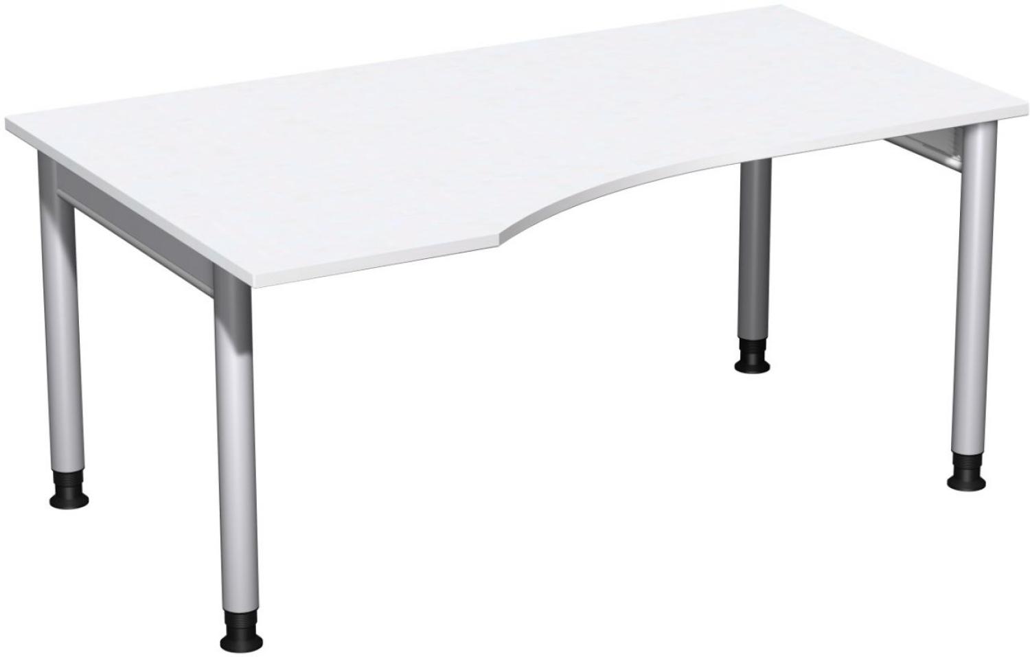 PC-Schreibtisch '4 Fuß Pro' links, höhenverstellbar, 160x100cm, Weiß / Silber Bild 1