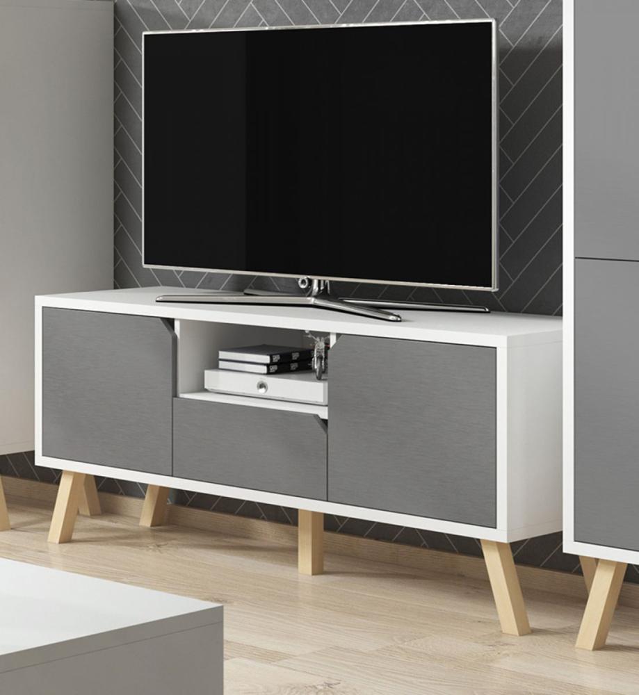 TV-Lowboard Edos in grau und weiß 140 x 70 cm Bild 1