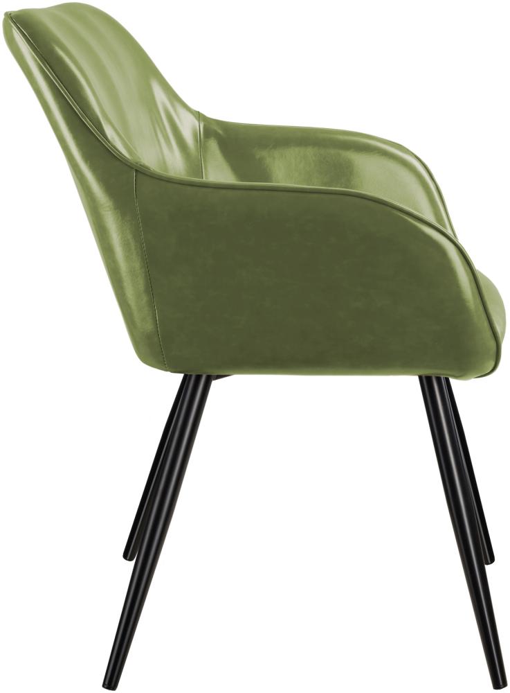4er Set Stuhl Marilyn Kunstleder, schwarze Stuhlbeine - dunkelgrün/schwarz Bild 1