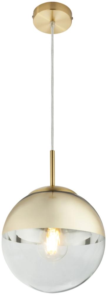 LED Hängelampe mit Glaskugel Design in Gold & Klarglas, Ø 20cm Bild 1