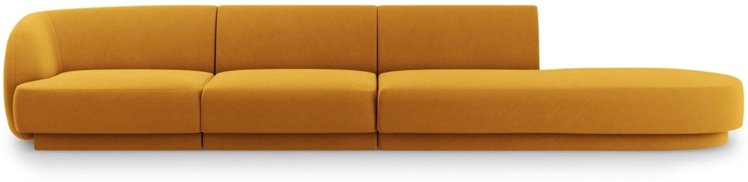 Micadoni 4-Sitzer Rechts Samtstoff Sofa Miley | Bezug Yellow | Beinfarbe Black Plastic Bild 1