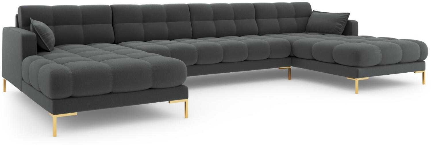 Micadoni 6-Sitzer Panorama Sofa Mamaia | Bezug Dark Grey | Beinfarbe Gold Metal Bild 1