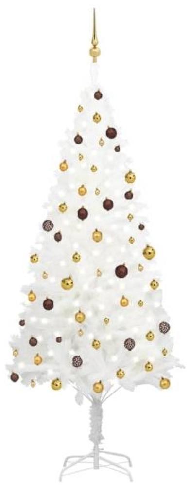 vidaXL Künstlicher Weihnachtsbaum mit LEDs & Kugeln Weiß 240 cm, Mit Beleuchtung [3077550] Bild 1