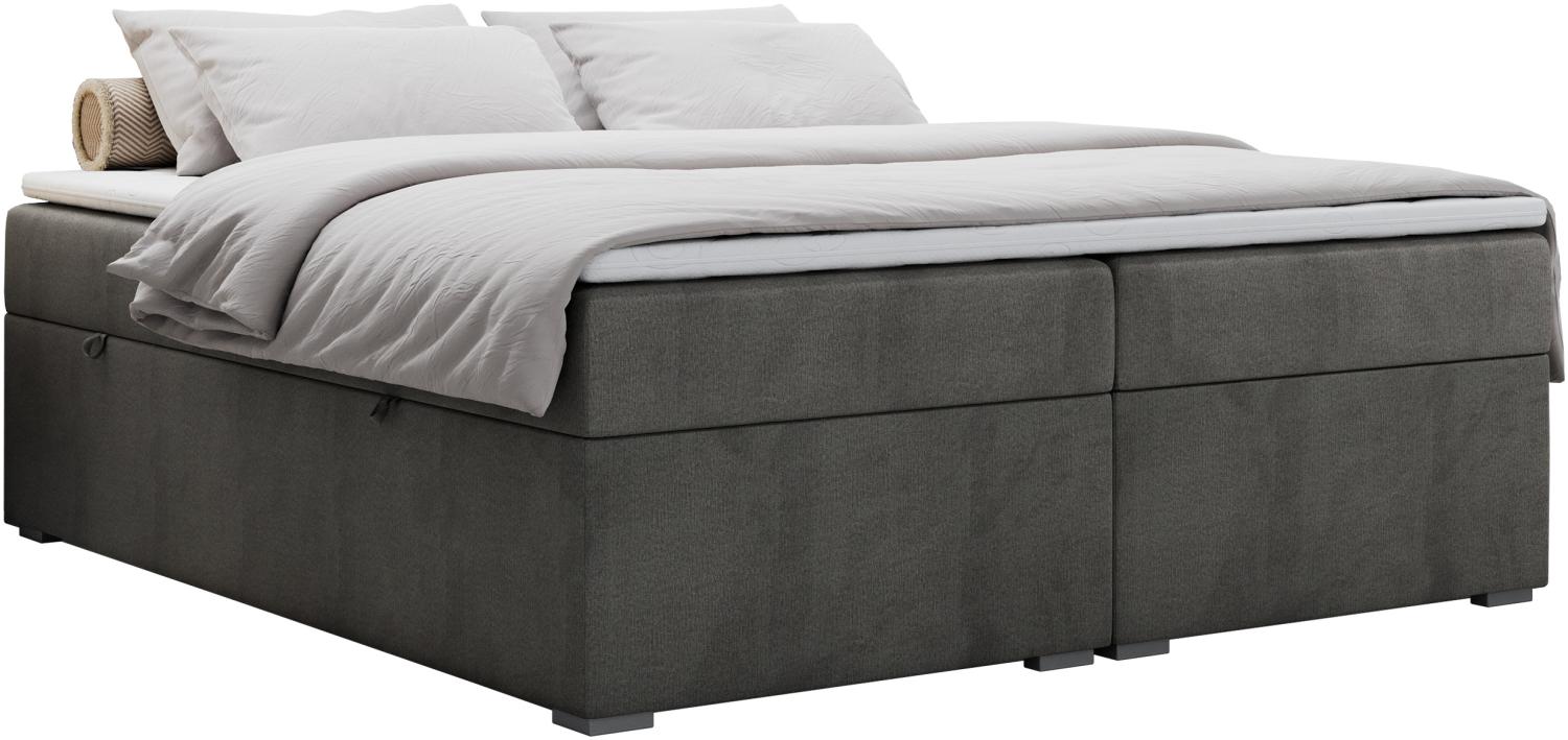 Boxspringbett - Doppelbett mit Multipocket-Matratze - BESS -180x200 - Dunkelgrau Velours - H3 Bild 1