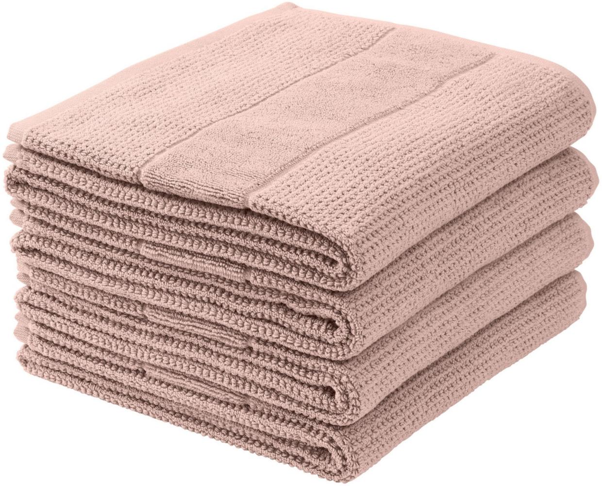 Schiesser Handtücher Turin im 4er Set aus 100% Baumwolle, nachhaltig und fair produziert, Farbe:Puderrosa, Größe:50 cm x 100 cm Bild 1