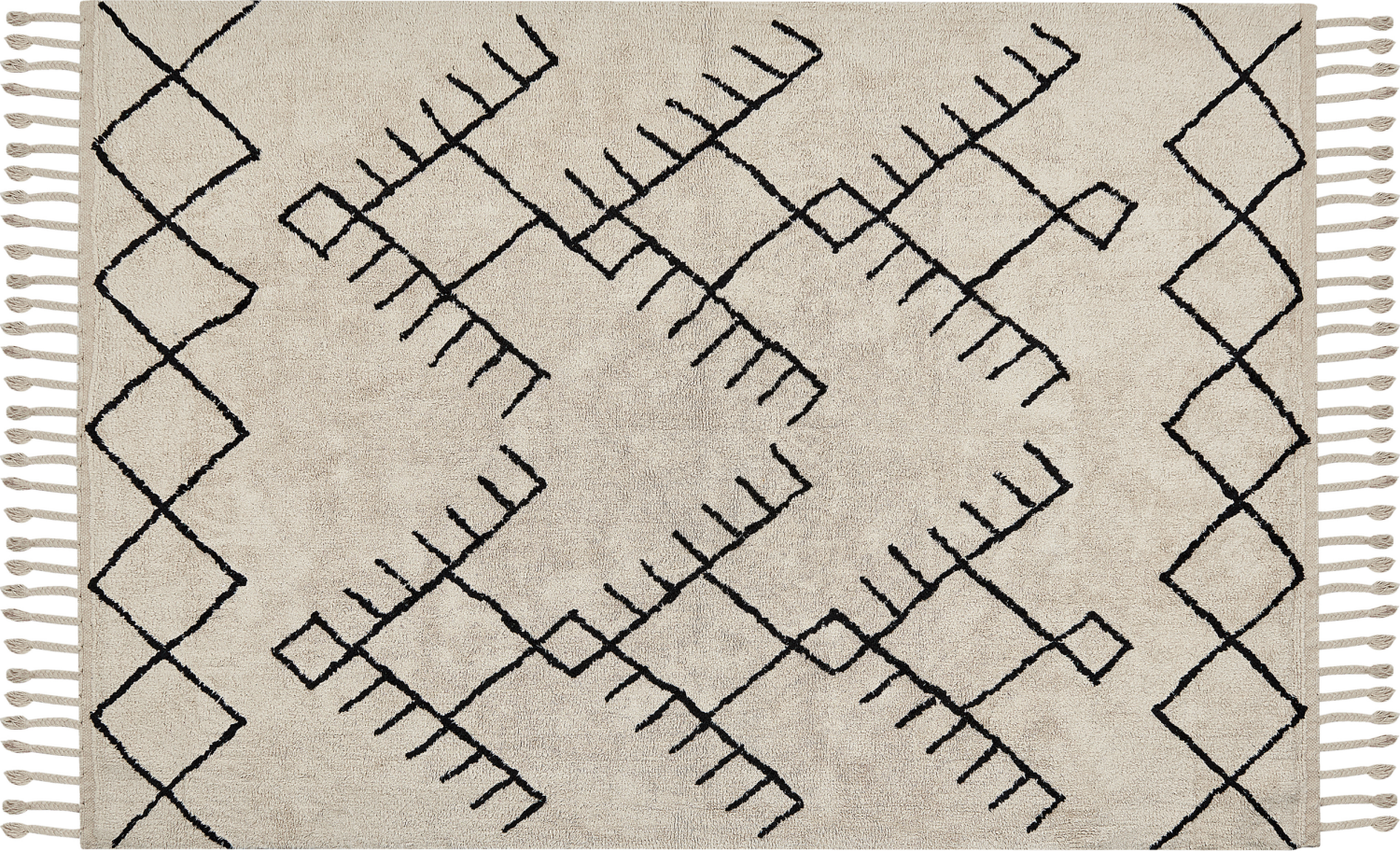 Teppich Baumwolle beige schwarz 160 x 230 cm geometrisches Muster Kurzflor ERLER Bild 1