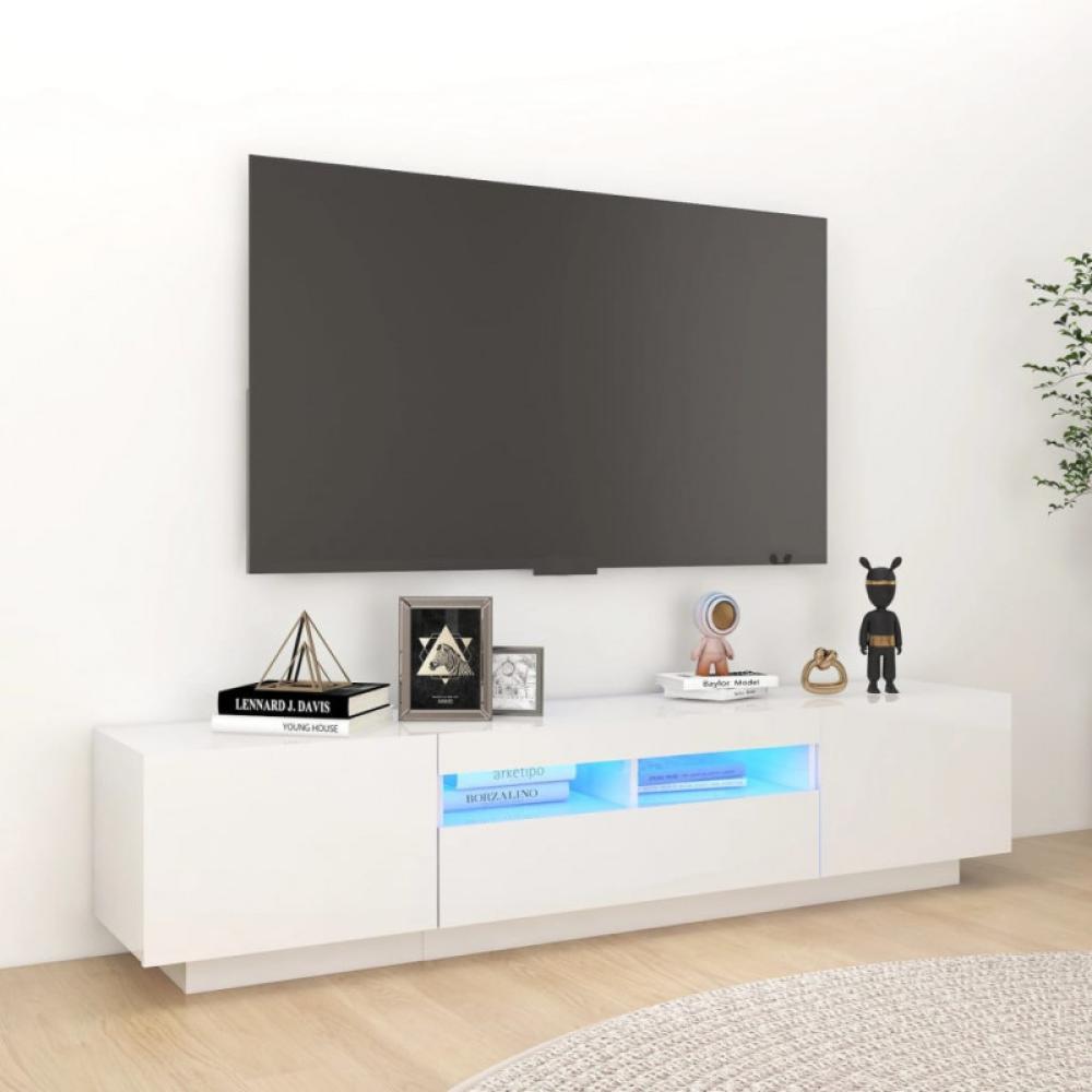 TV-Schrank mit LED-Leuchten Hochglanz-Weiß 180x35x40 cm Bild 1