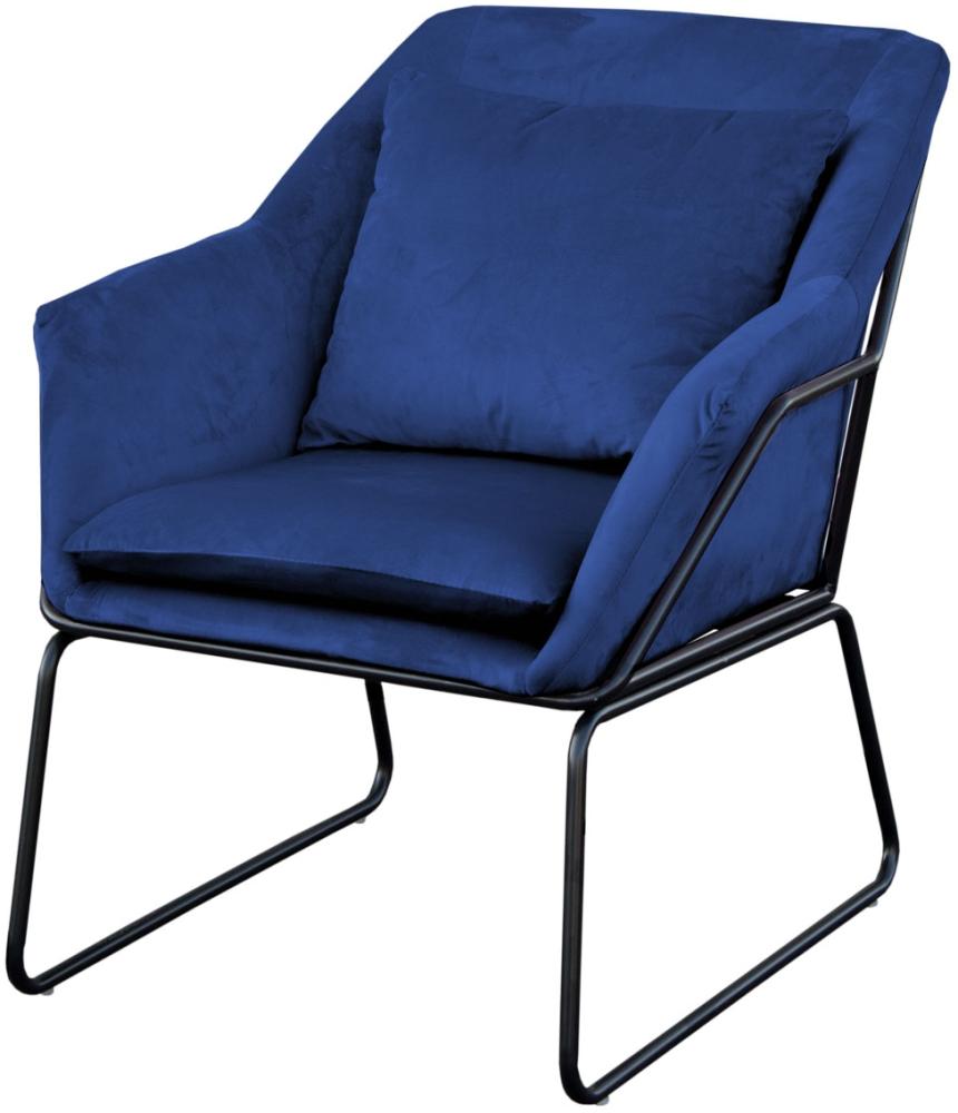 SVITA JOSIE Sessel gepolstert Beistellsessel blau Couch Einzel Relaxsessel Samt Bild 1