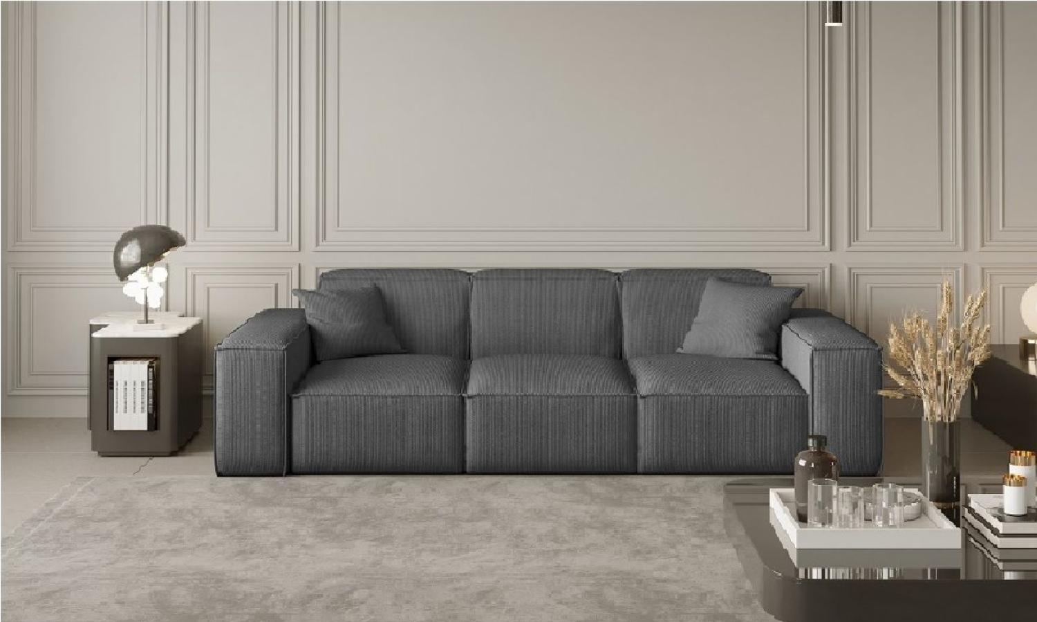 Sofa Designersofa CELES 3-Sitzer in Stoff Scala Grau Bild 1