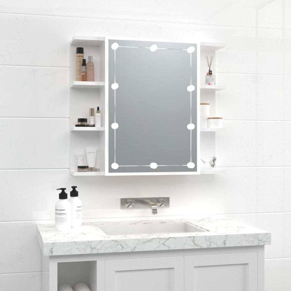 Spiegelschrank mit LED Hochglanz-Weiß 70x16,5x60 cm Bild 1