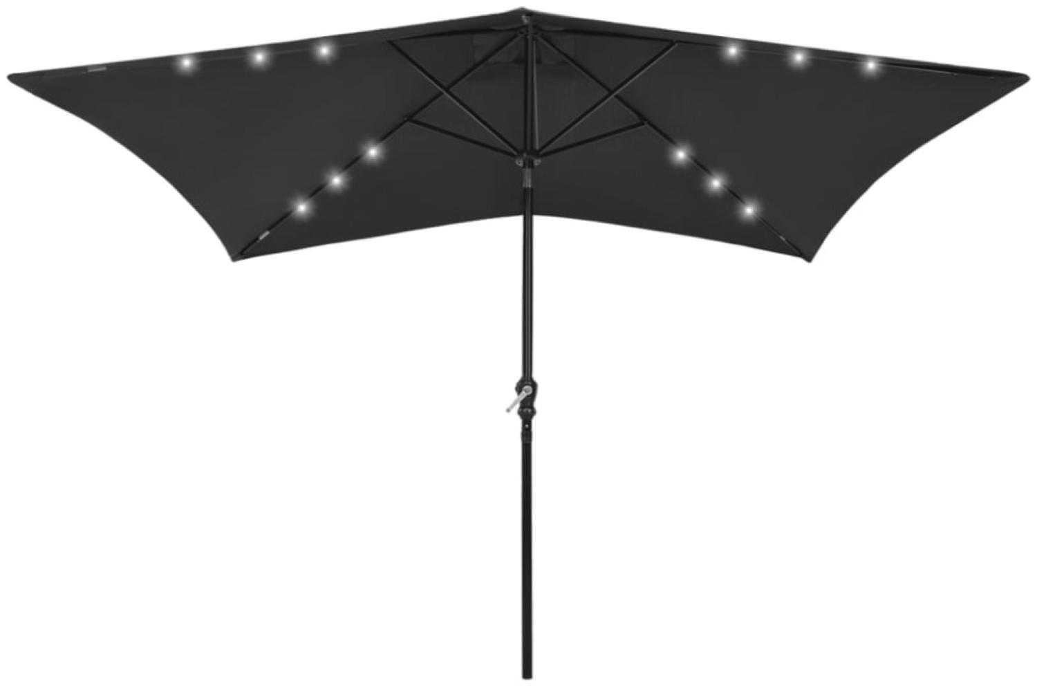vidaXL Sonnenschirm mit LEDs und Stahl-Mast Schwarz 2x3 m Bild 1