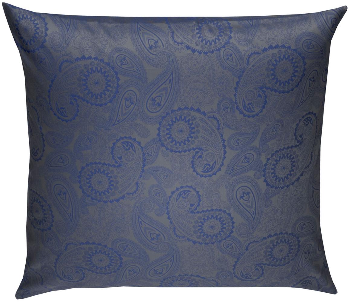 Bettwaesche-mit-Stil Mako-Satin Damast Paisley Bettwäsche "Davos" blau - grau Kissenbezug 80x80 cm Bild 1