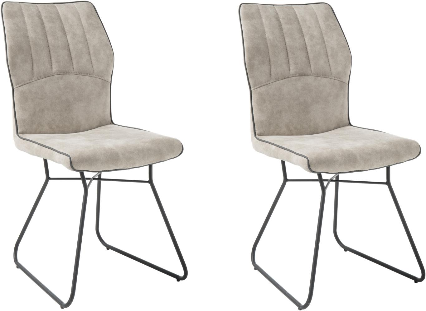 Stuhlset TALIA 2-tlg Stuhl Esszimmerstuhl Küchenstuhl Gestell Metall beige grau Bild 1
