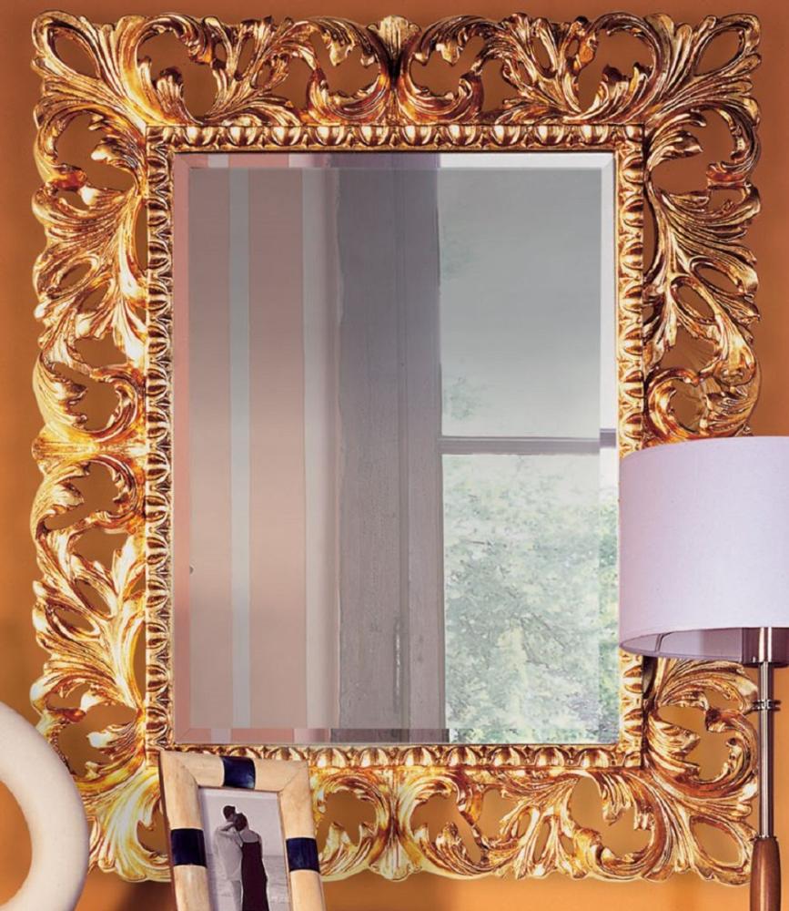 Casa Padrino Luxus Barock Spiegel Gold 87 x 6 x H. 107 cm - Edler Massivholz Wandspiegel im Barockstil - Antik Stil Garderoben Spiegel - Wohnzimmer Spiegel - Barock Möbel Bild 1