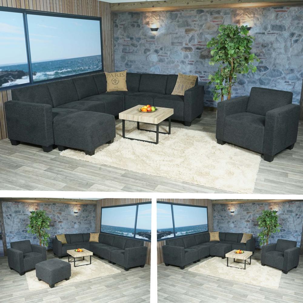 Modular Sofa-System Couch-Garnitur Lyon 6-2, Stoff/Textil ~ anthrazit-grau Bild 1