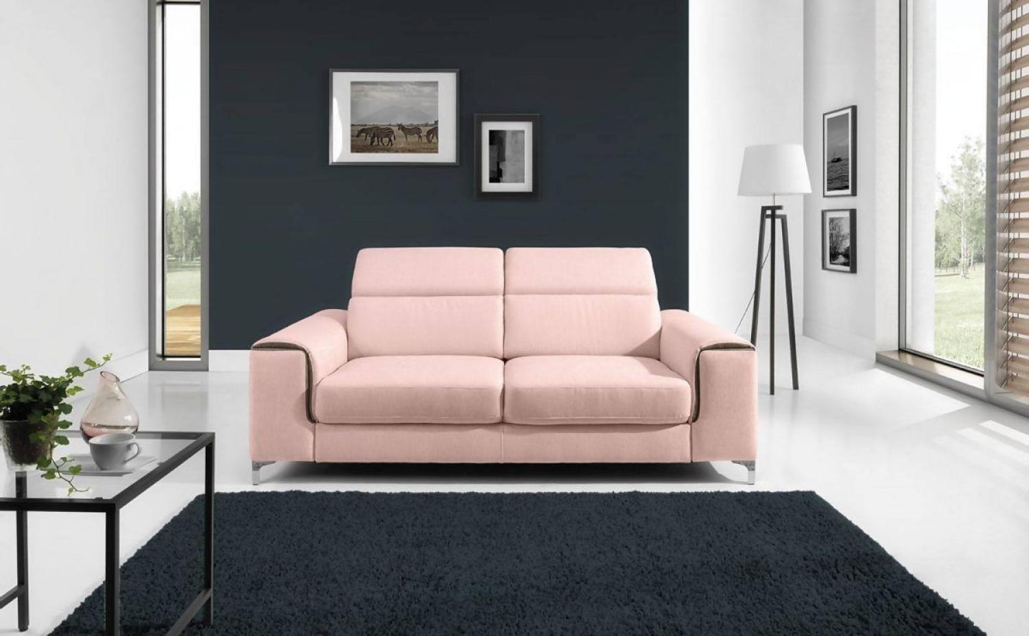 Sofa 2-Sitzer STELLA Polyesterstoff Hellrosa 176x95x105 cm Bild 1