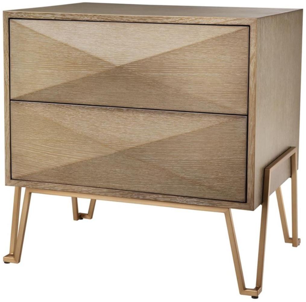 Casa Padrino Luxus Nachttisch mit 2 Schubladen Braun / Messing 62,5 x 49 x H. 60 cm - Luxus Qualität Bild 1