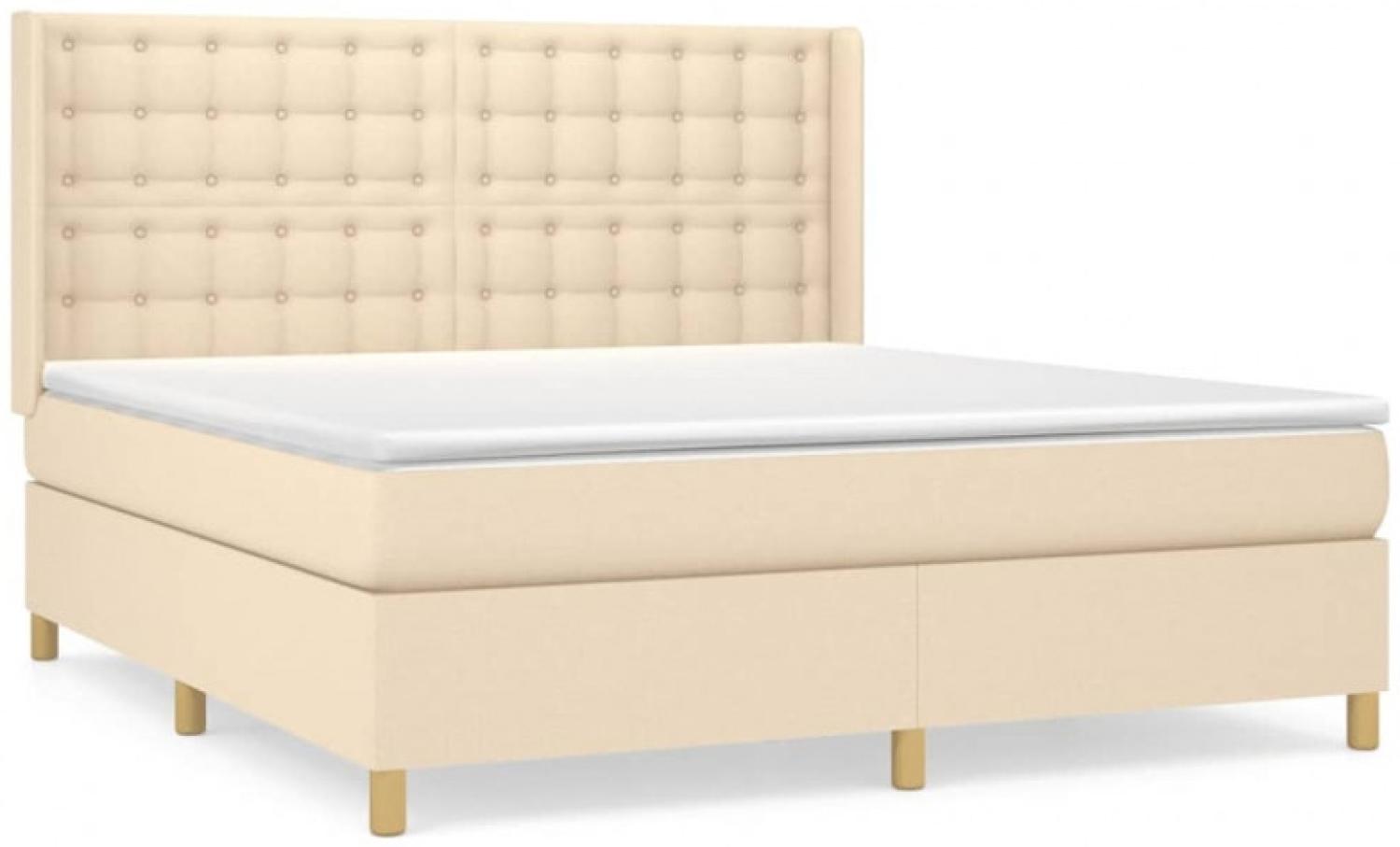 vidaXL Boxspringbett mit Matratze Creme 160x200 cm Stoff Bild 1