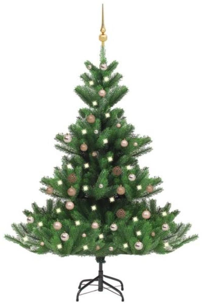vidaXL Künstlicher Weihnachtsbaum Nordmann LED & Kugeln Grün 180 cm, Mit Beleuchtung [3077646] Bild 1