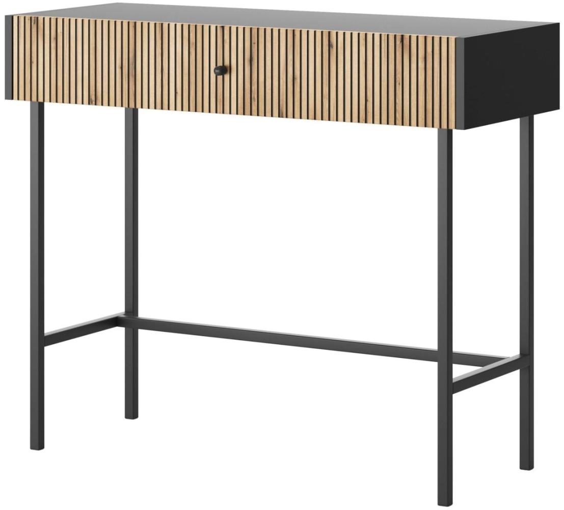 Selsey Divenos - Schminktisch mit Schublade, Schwarz / Holzoptik Eiche, 93 cm Bild 1