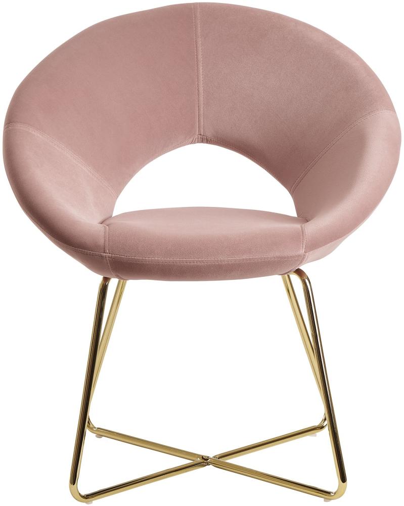KADIMA DESIGN NETO Esszimmerstuhl aus Samt mit Metallbeinen und gepolsterter Sitzschale. Farbe: Rosa Bild 1